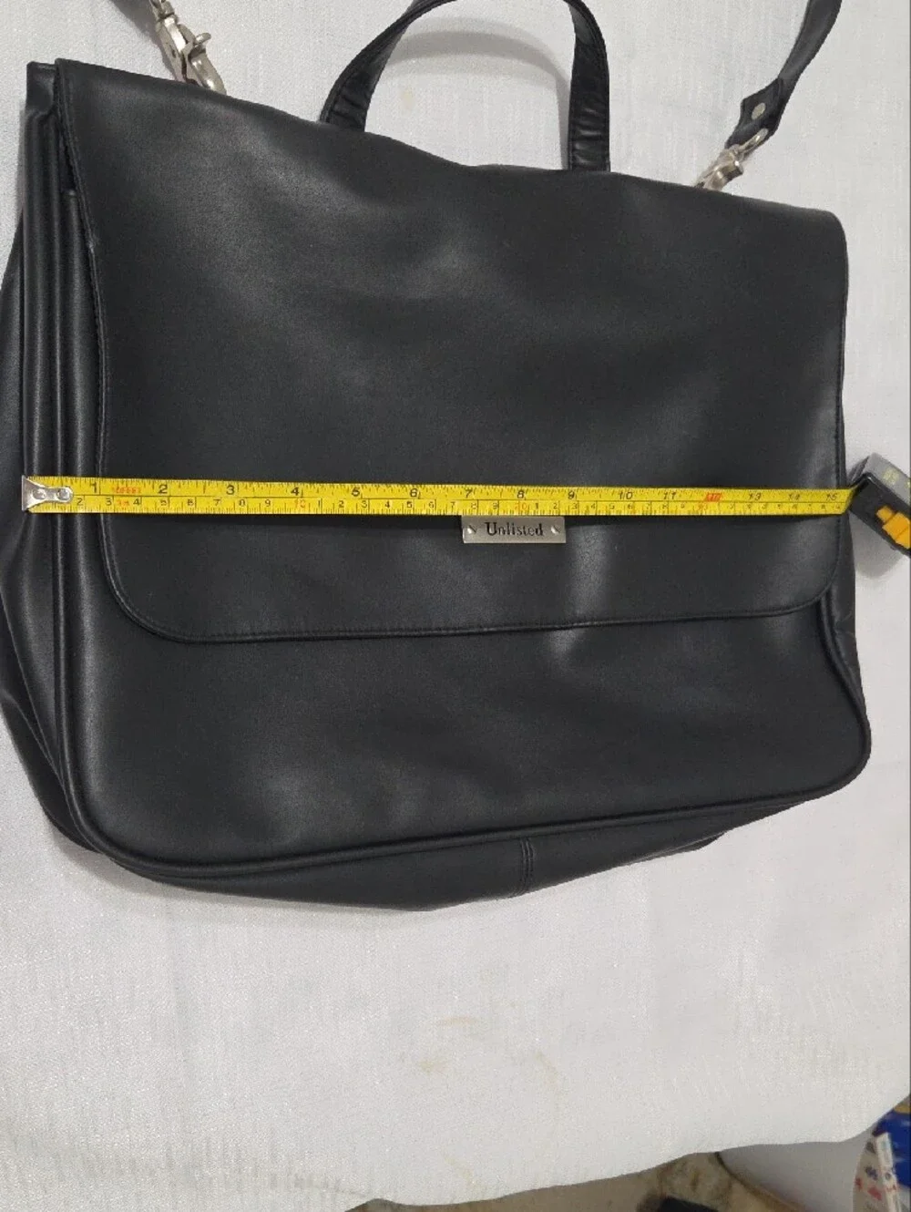 Unlisted by Kenneth Cole Black Leather Messenger Bag